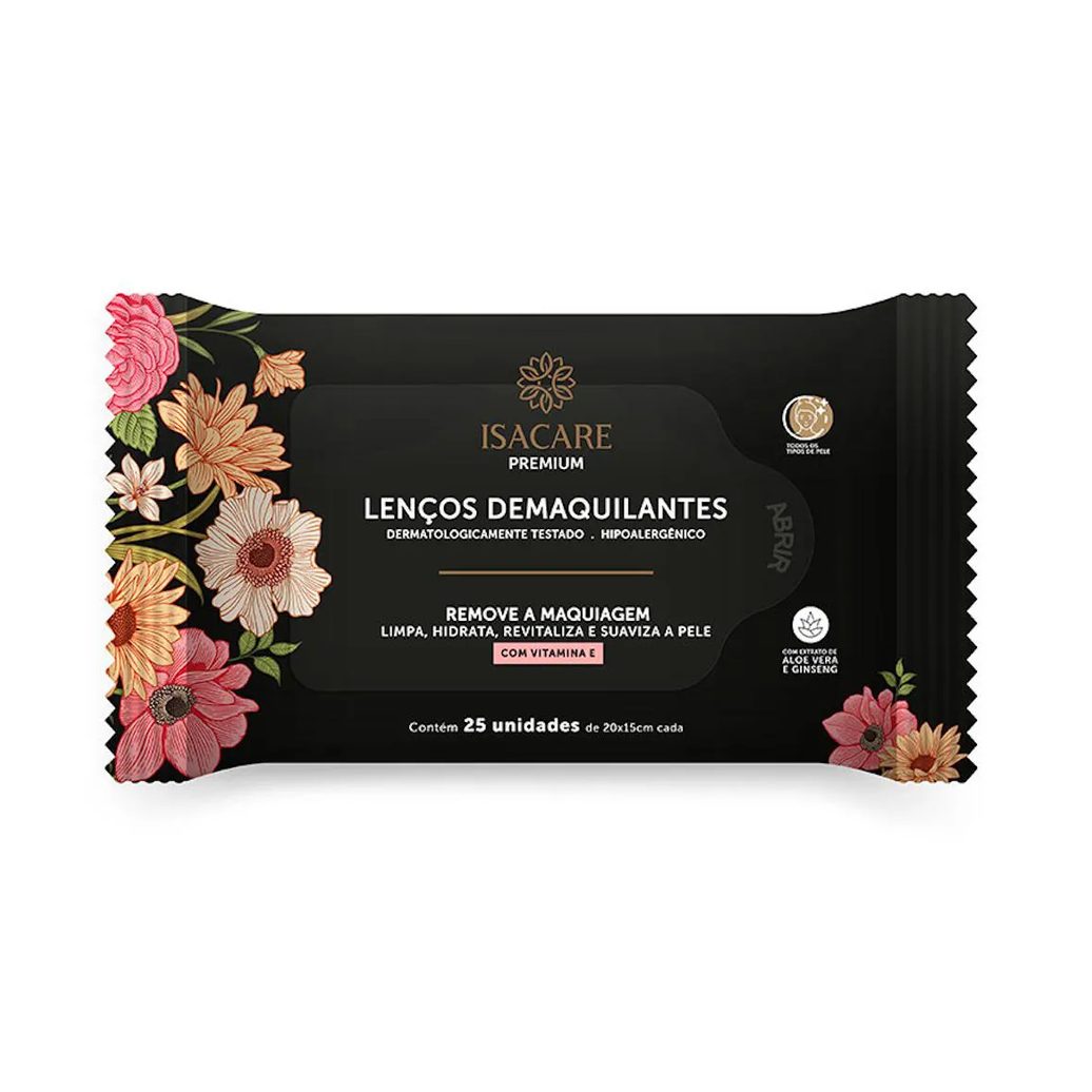 Lenços Demaquilantes Isacare Premium 20 unidades