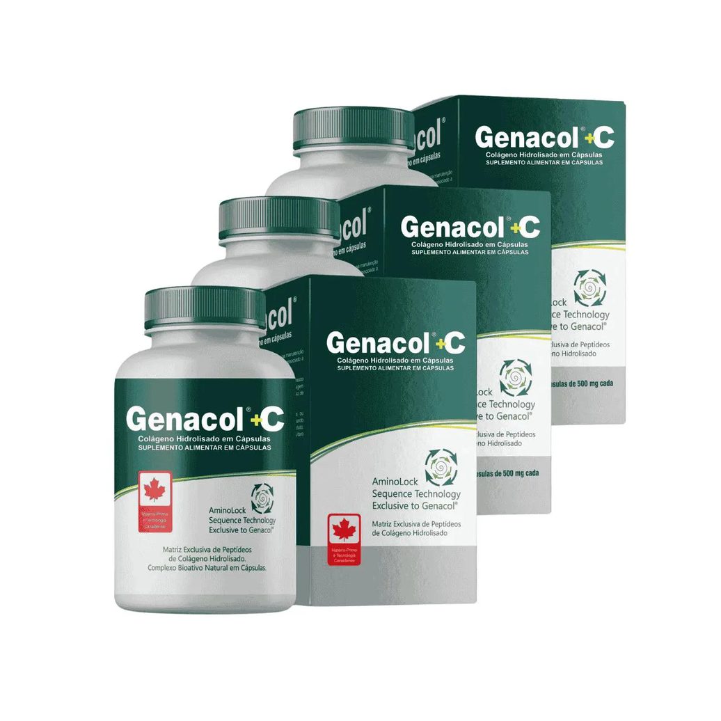 Leve Mais por Menos - (kit 3 unidades) - Genacol +c 500mg com 90 cápsulas