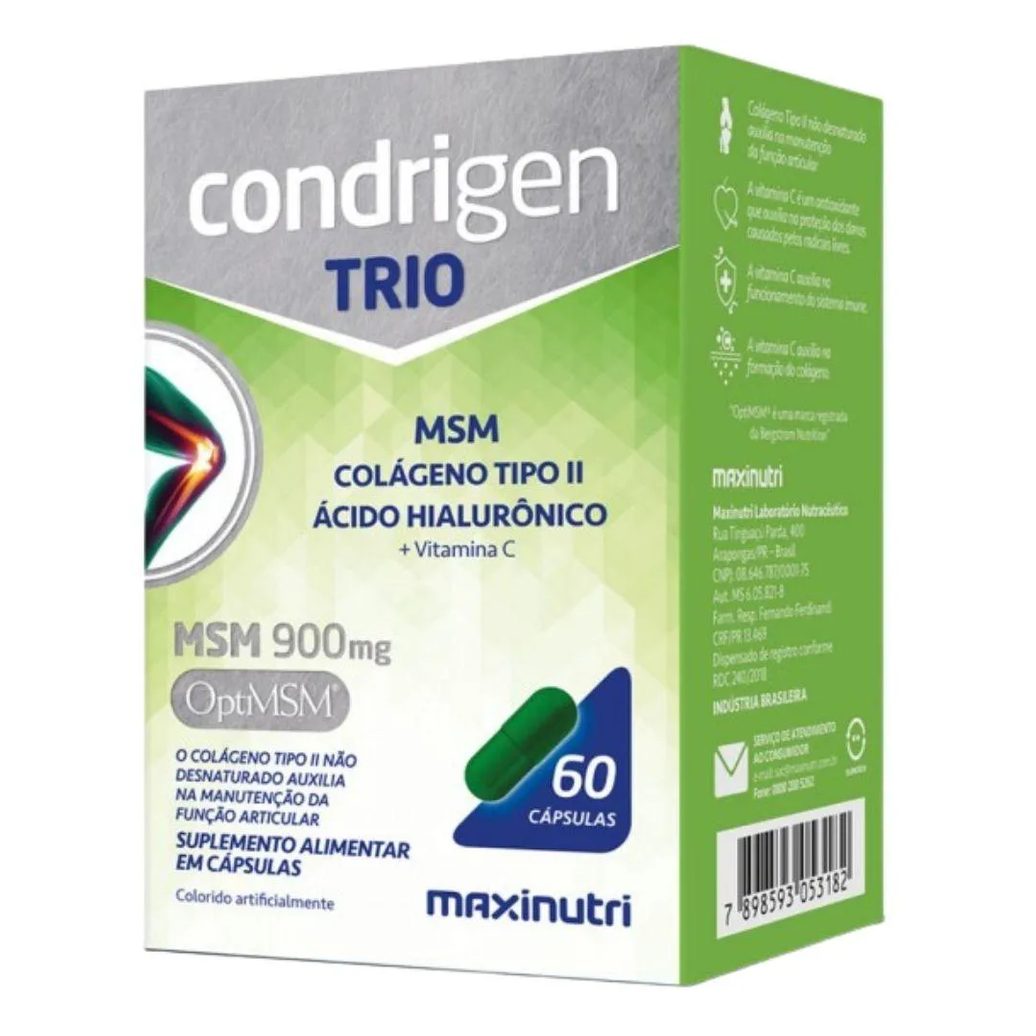 Condrigen Trio (msm + Colágeno Tipo 2 + Ácido Hialurônico e Vitamina C) 60 cápsulas - Maxinutri