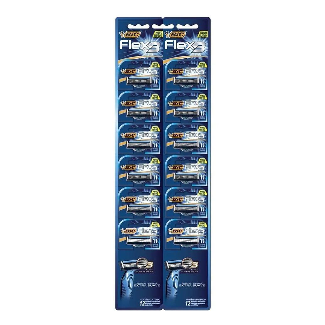 Aparelho Bic Flex 3 Extra Suave - Embalagem com 12 unidades