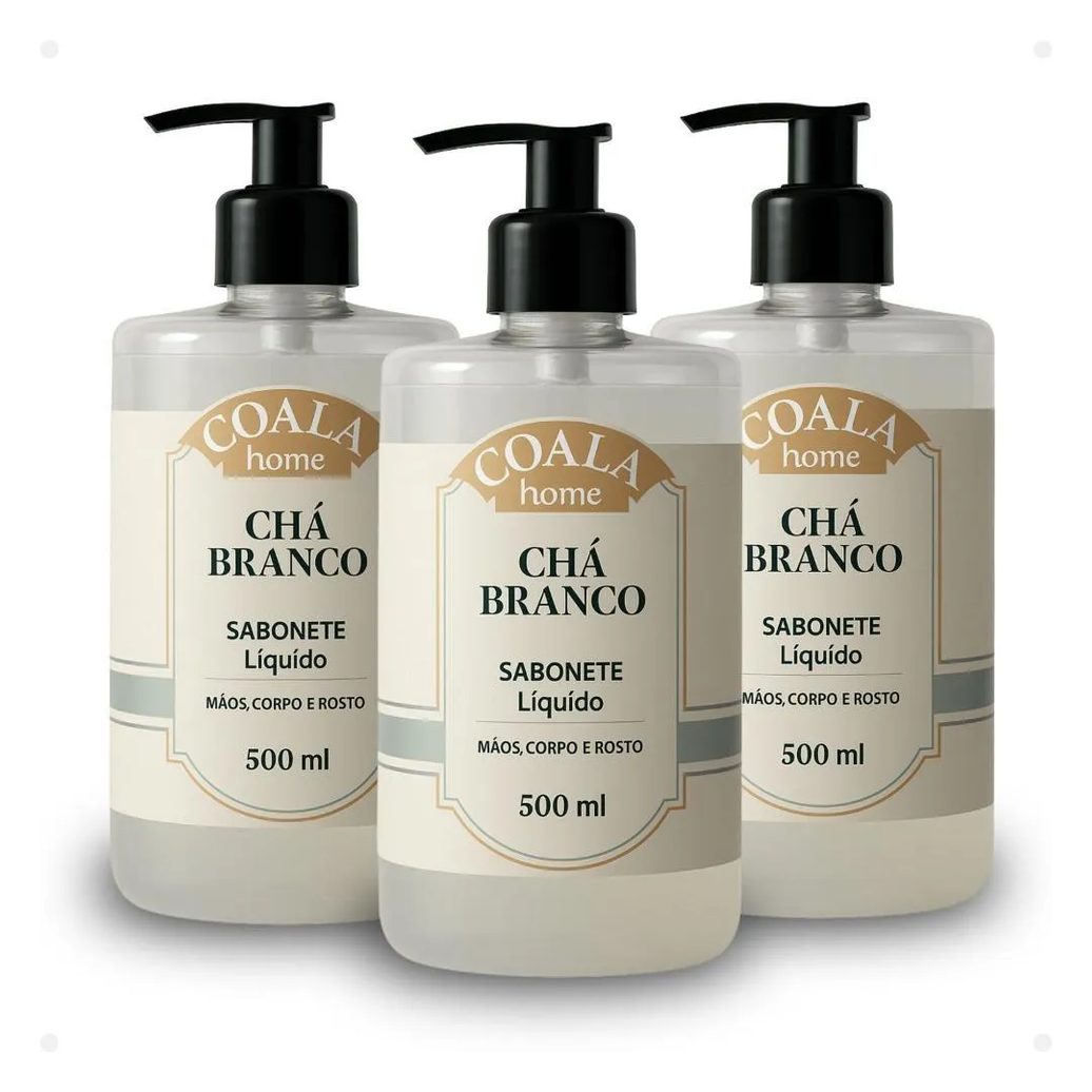 KIT COALA HOME: 3 SABONETES LIQUIDOS CHá BRANCO 500ML