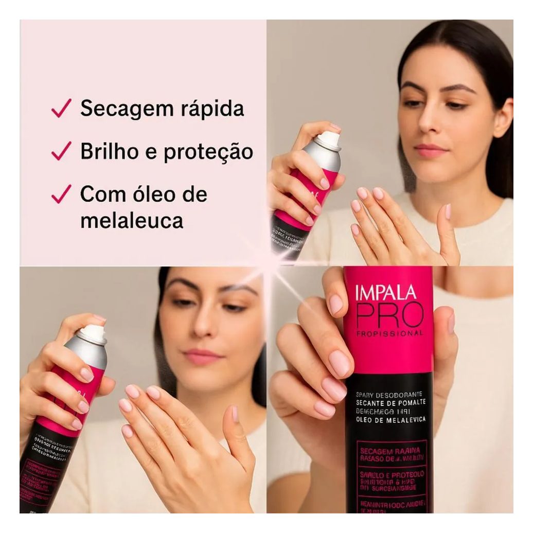 Spray Secante de Esmalte para Unhas com Óleo de Melaleuca Impala Pro 400ml