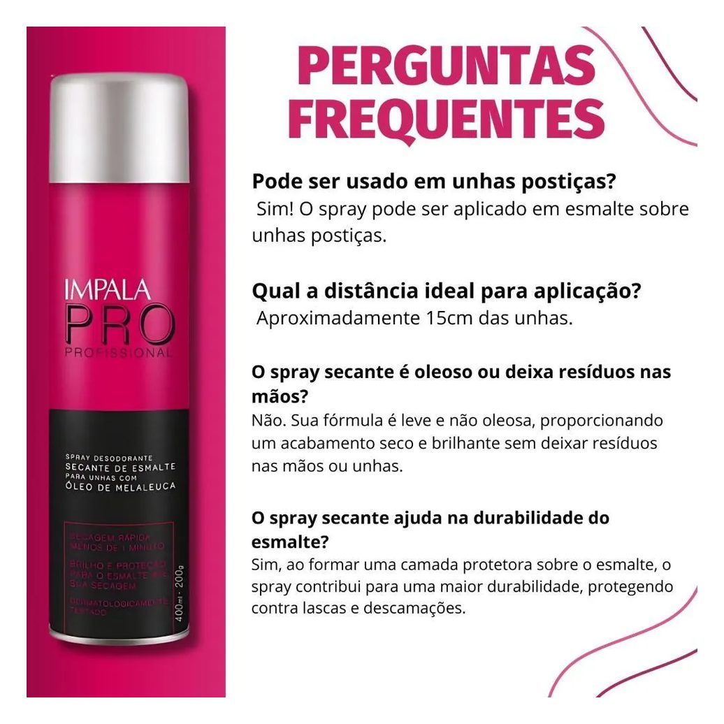 Spray Secante de Esmalte para Unhas com Óleo de Melaleuca Impala Pro 400ml