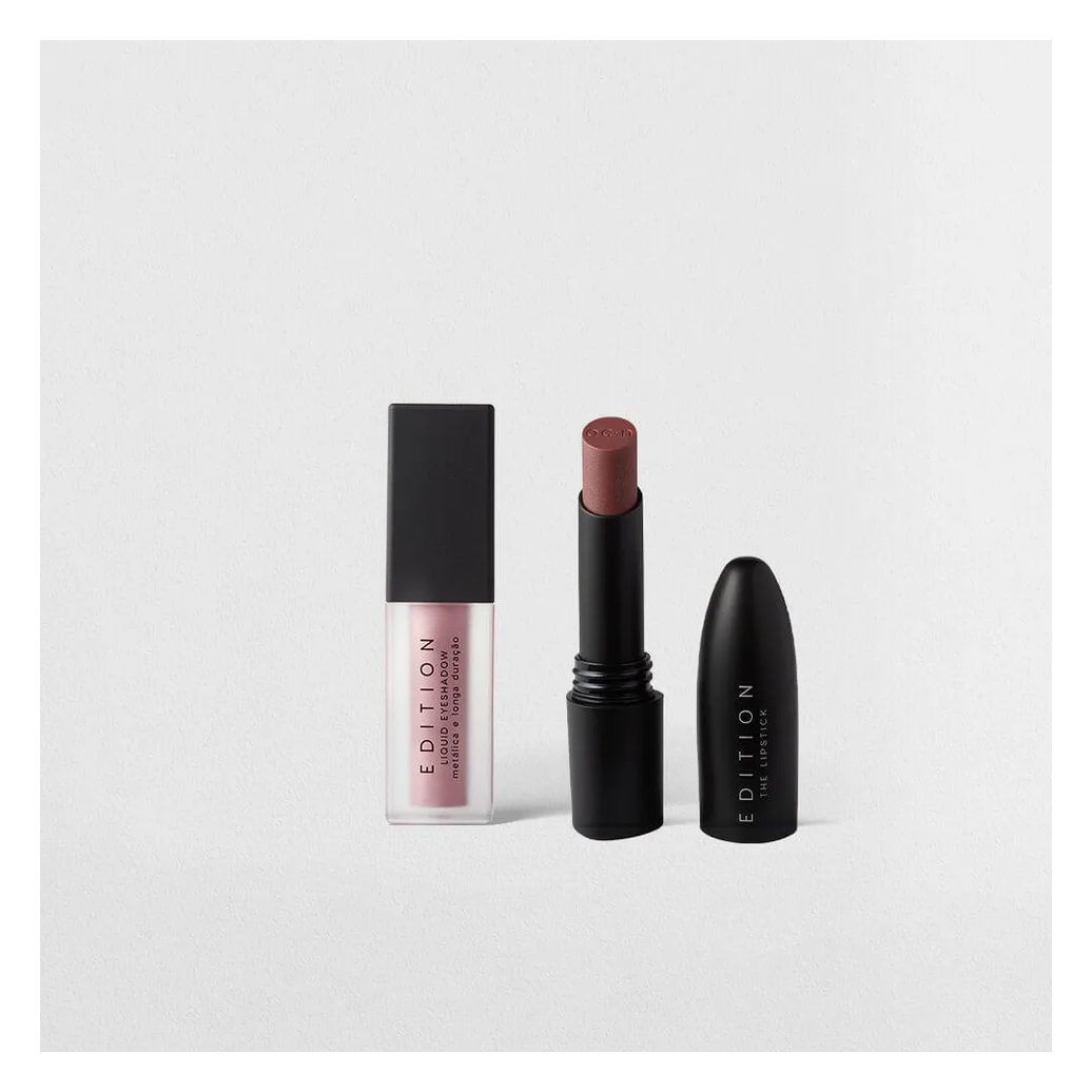 KIT SOMBRA LíQUIDA ROSA METALIZADA BATOM ROSA CLARO CREMOSO OCéANE EDITION