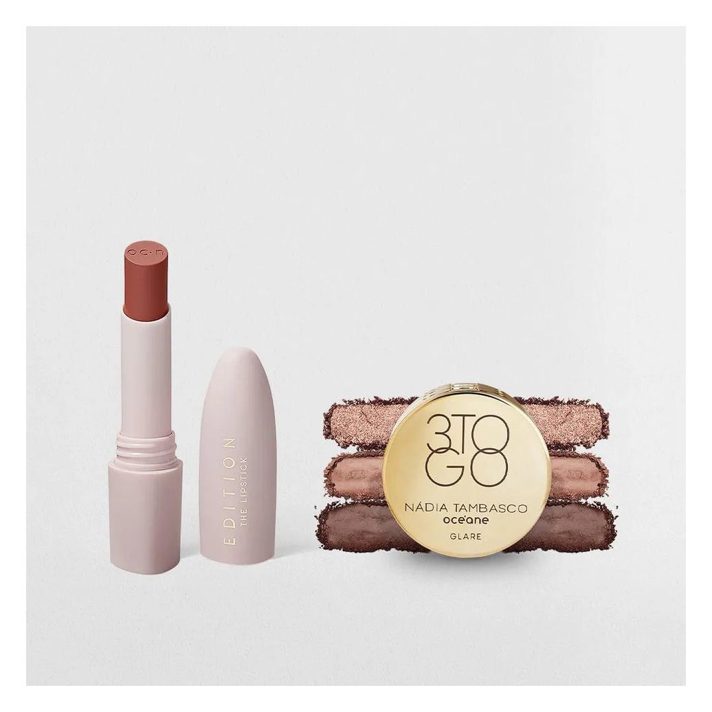 Kit Trio de Sombras 3 To Go Pallete Glare + Batom Nude Cremoso (2 Produtos)