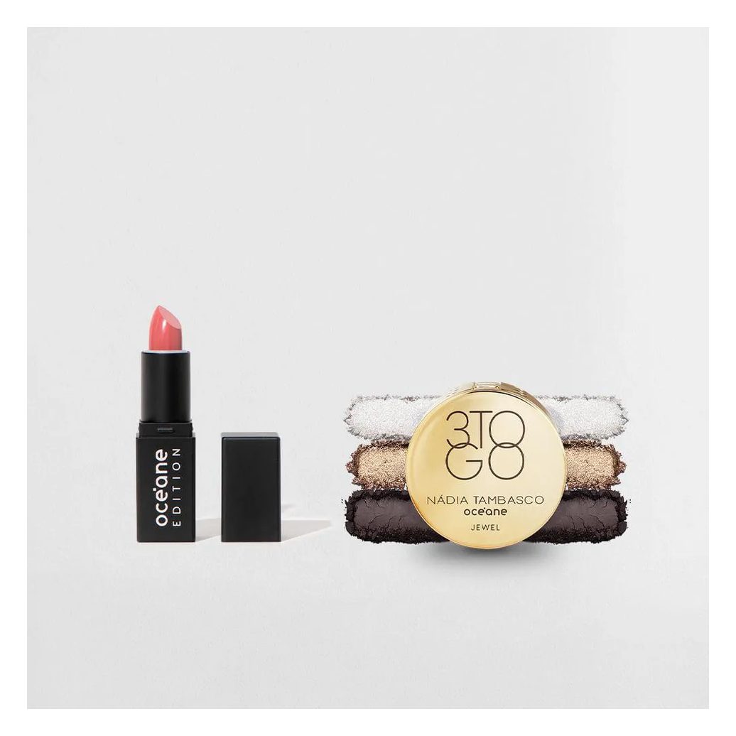 Kit Trio de Sombras 3 To Go Pallete Jewel + Mini Batom Sienna (2 Produtos)