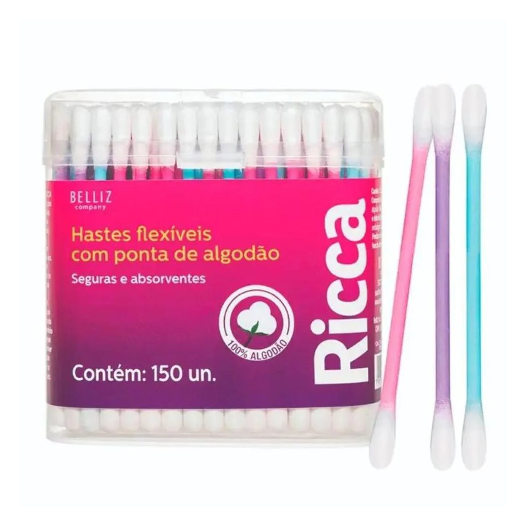 Hastes Flexíveis Ricca com Ponta de Algodão Cód. 3244