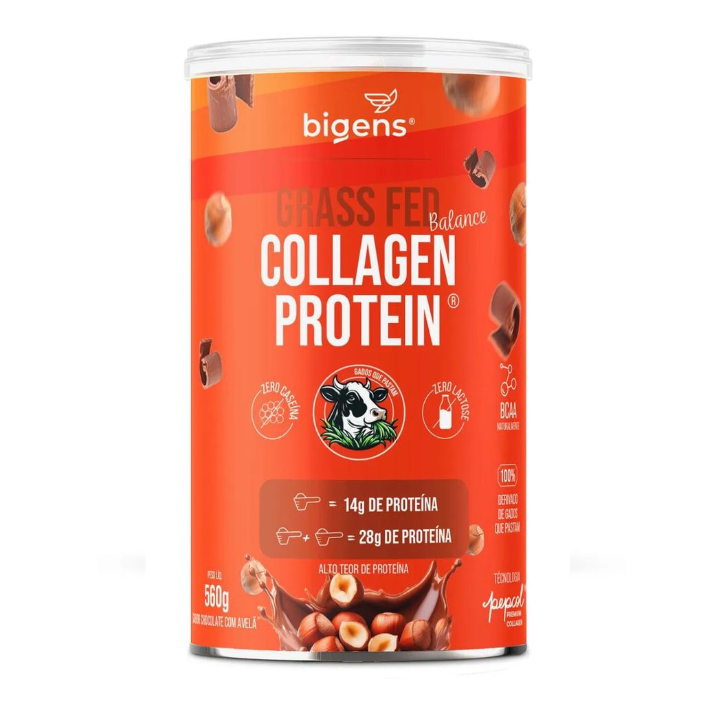 Bigens Grass Fed Balance Collagen Protein 560g Chocolate com Avelã