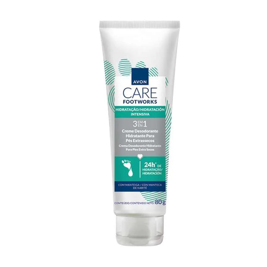 AVON FOOTWORKS HIDRATAÇÃO PROFUNDA EXTRASSECOS MANTEIGA KARITÉ 80G