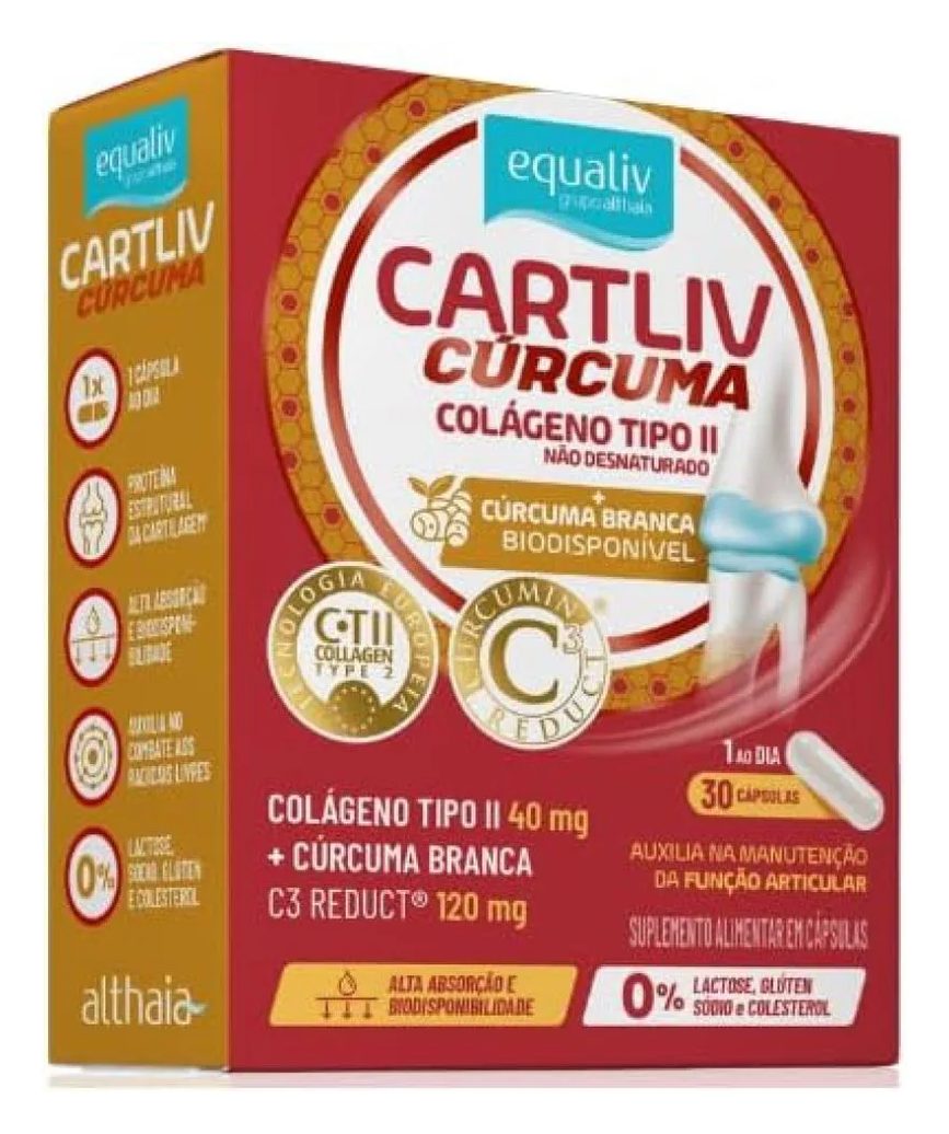 Suplemento Alimentar Cartliv Cúrcuma - Colágeno Tipo II - 30Cps