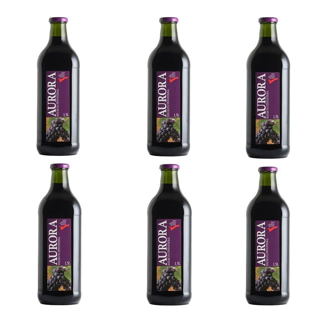 Suco de Uva Aurora Tinto Integral 1,5l - Embalagem com 6 unidades