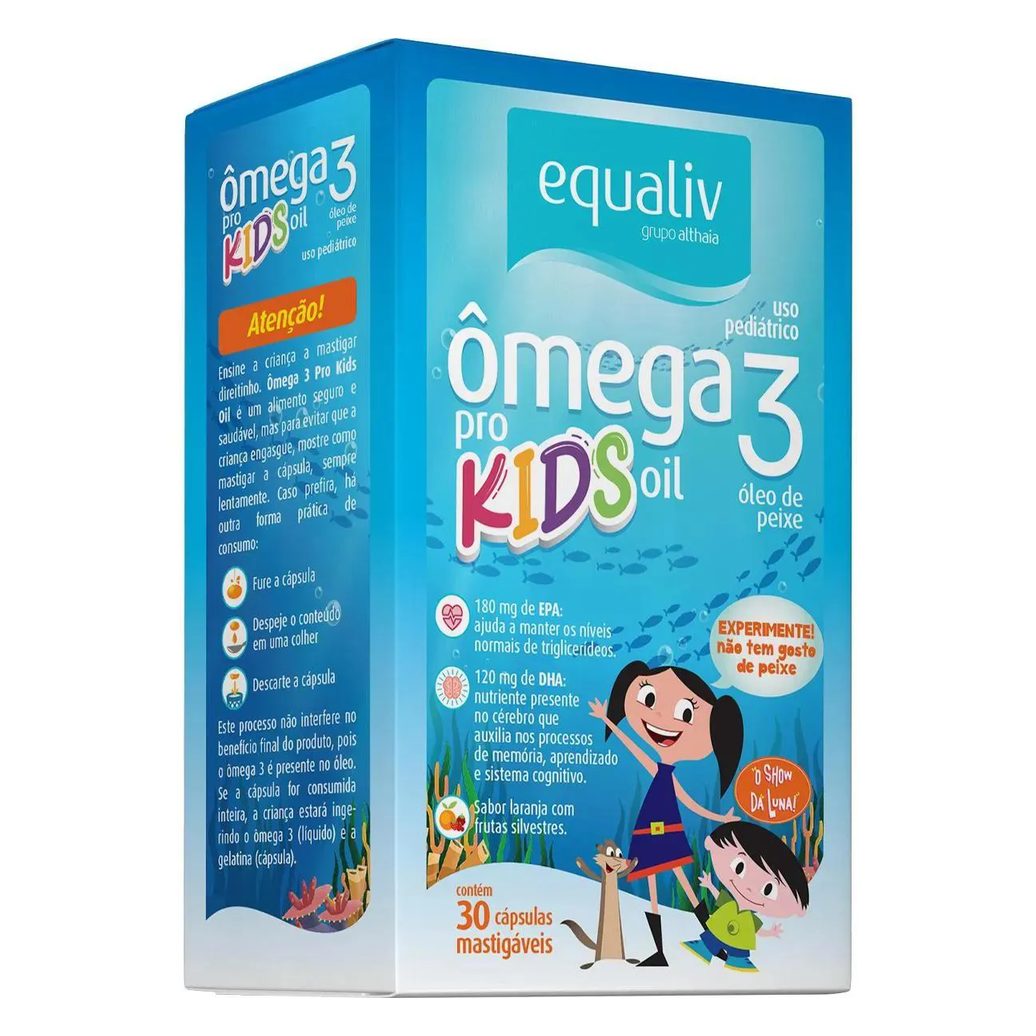 SUPLEMENTO EQUALIV ÔMEGA 3 KIDS SABOR LARANJA 30CPS