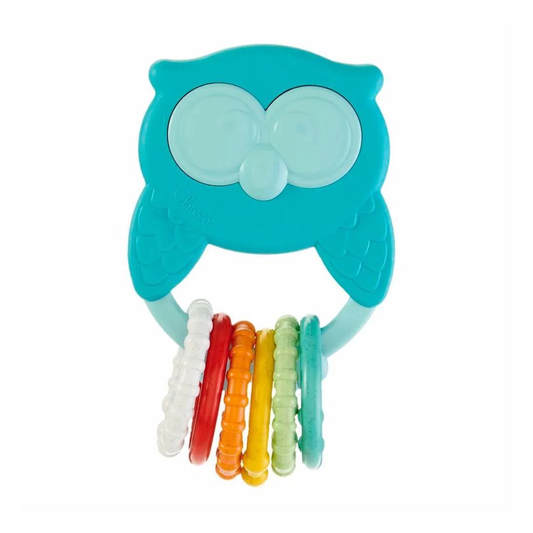 Chocalho Mordedor Roca Mocho Eco Chicco Corujinha Azul