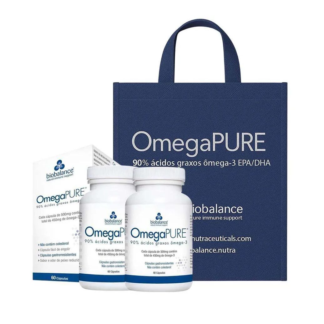 Kit 2 Omegapure 500mg 60 cápsulas + Sacola Tnt Biobalance
