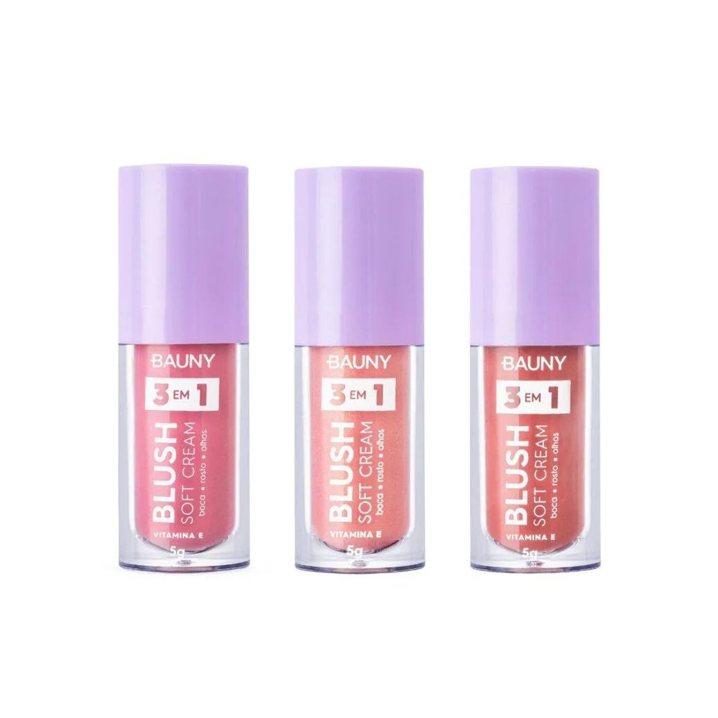Kit Bauny Blushs Líquido Soft Cream 3 em 1 Dreamy+magic+sunny