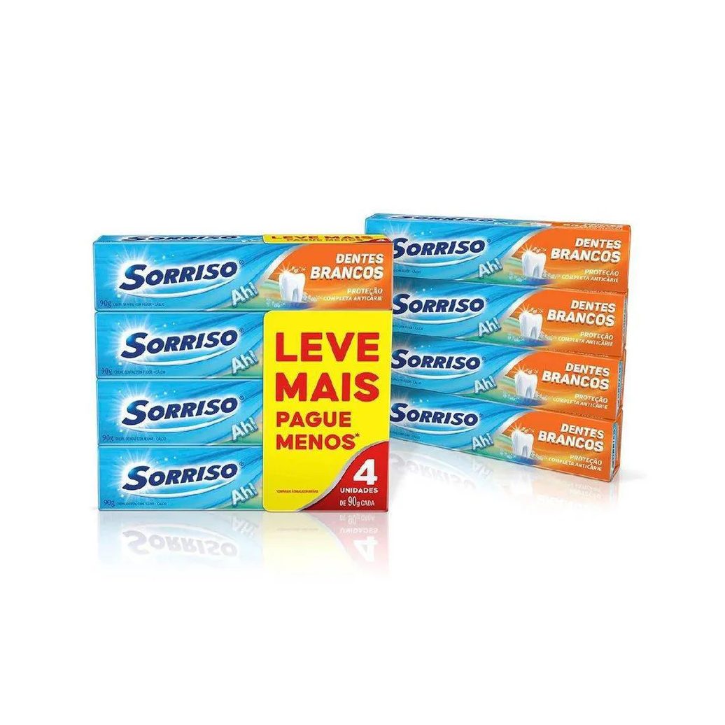 Creme Dental Clareador Sorriso Dentes Brancos 90g 4 unidades