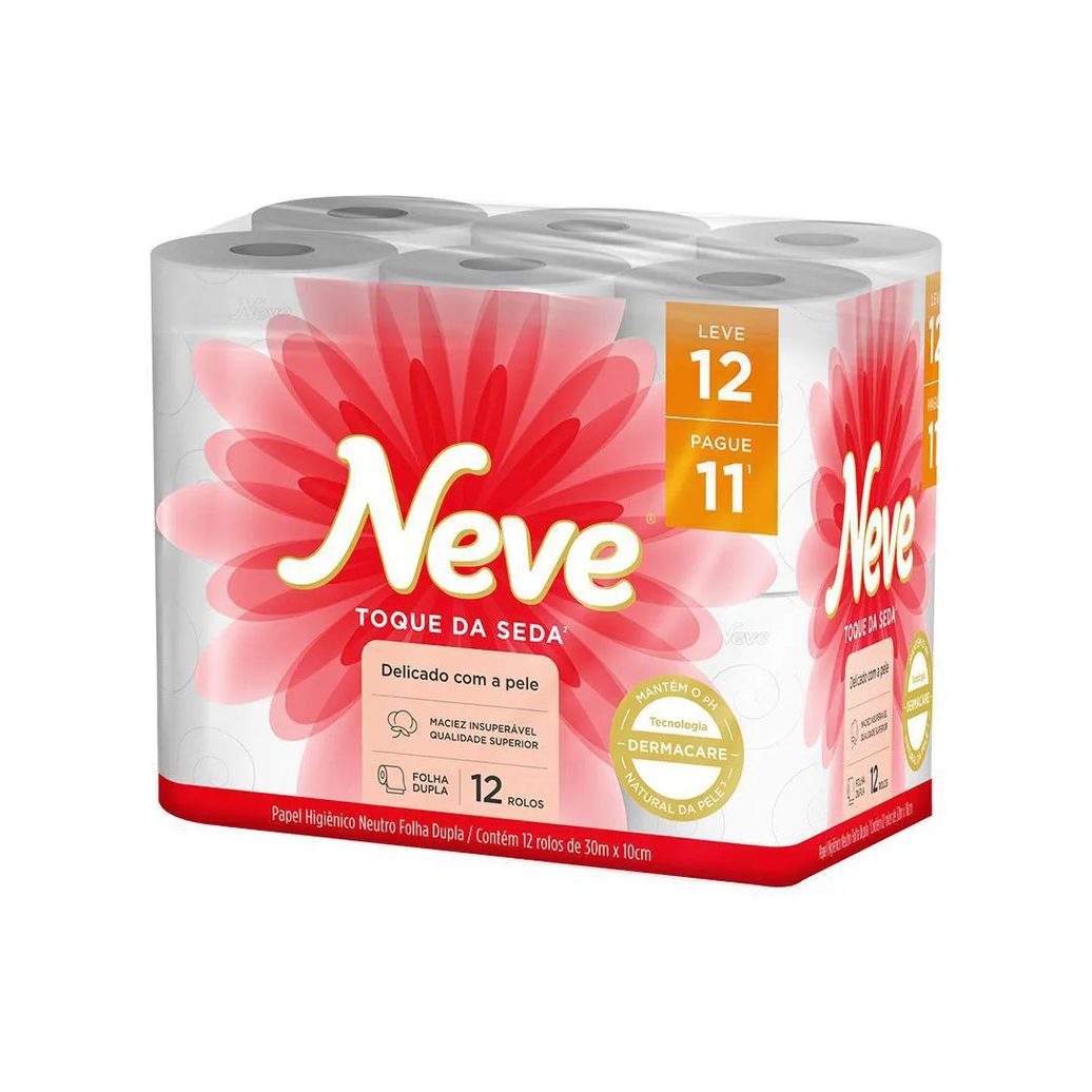 Papel Higiênico Neve Toque de Seda Folha Dupla Leve 12 Pague 11