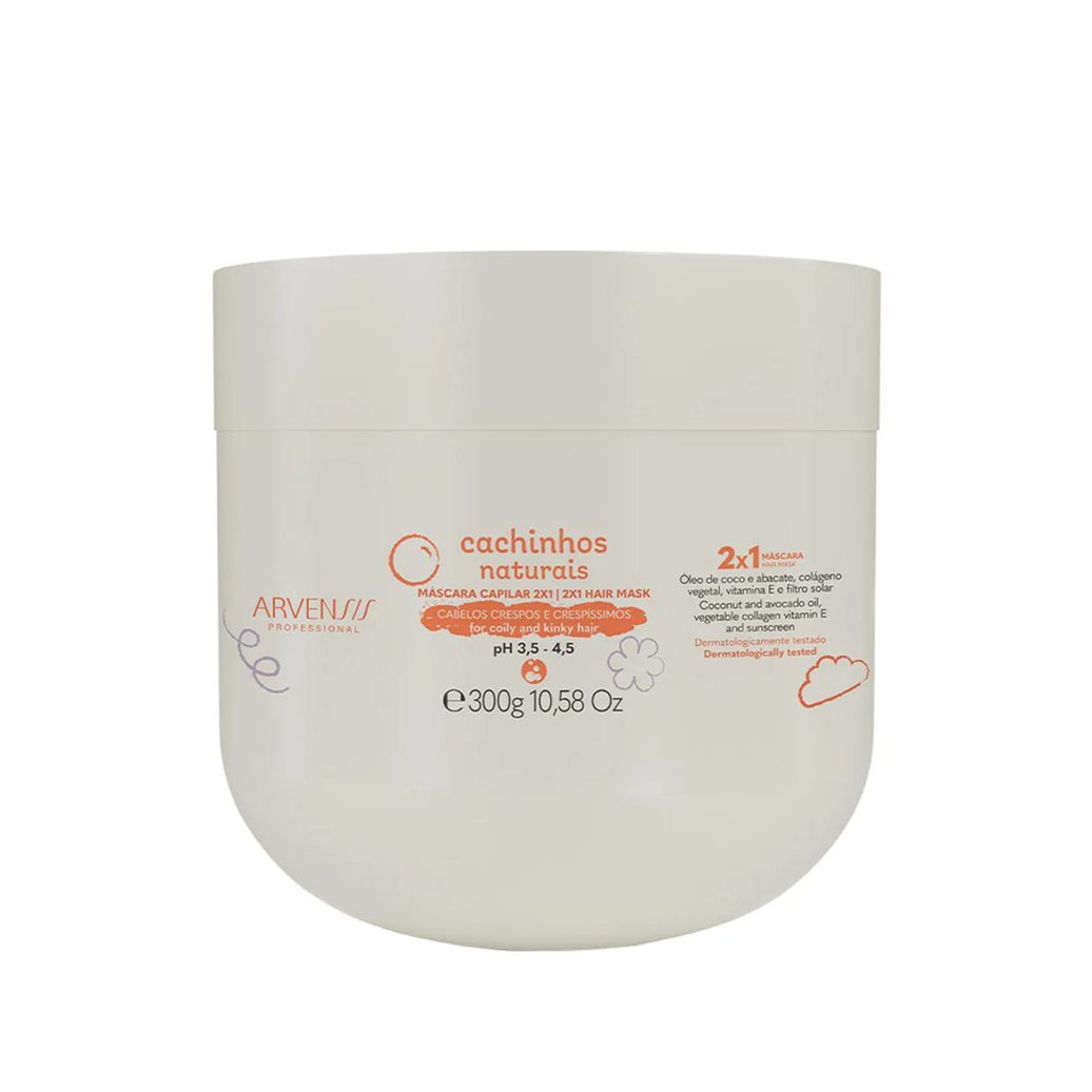 Máscara para Cabelos Arvensis 2x1 No Poo Cachinhos Naturais 300g