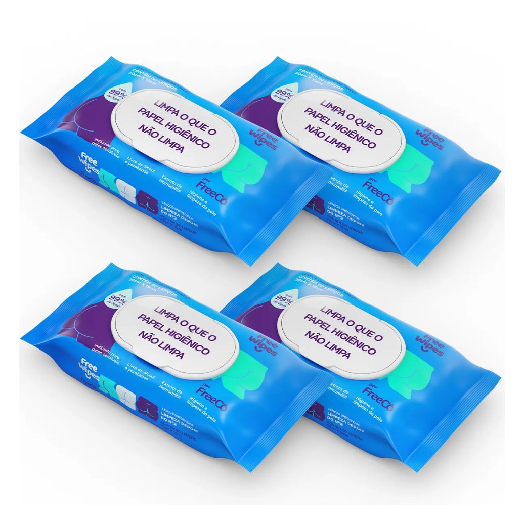 Lenço Umedecido Toilet Free Wipes 4 Unidades