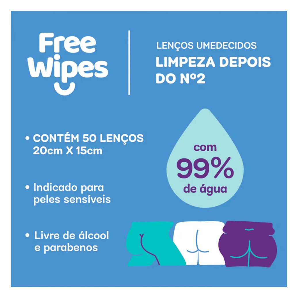 Lenço Umedecido Toilet Free Wipes 4 Unidades