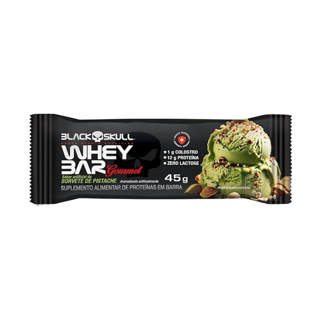 Barra de Proteína Black Skull Whey Bar Gourmet Sorvete de Pistache 45g