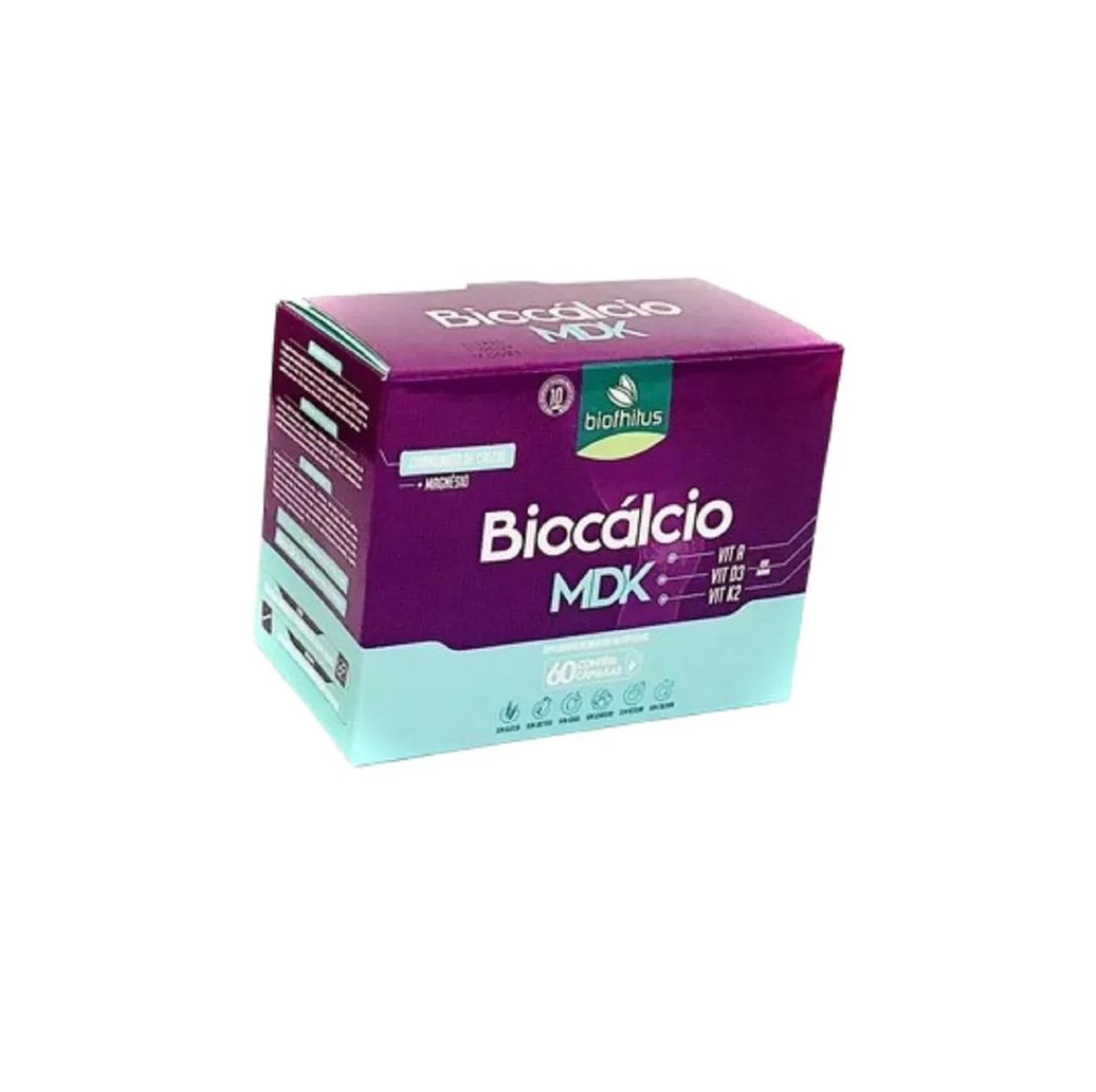 BIOCALCIO MDK 60 CáPSULAS CALCIO 1250MG + A, D3, K2 E MAGNéSIO