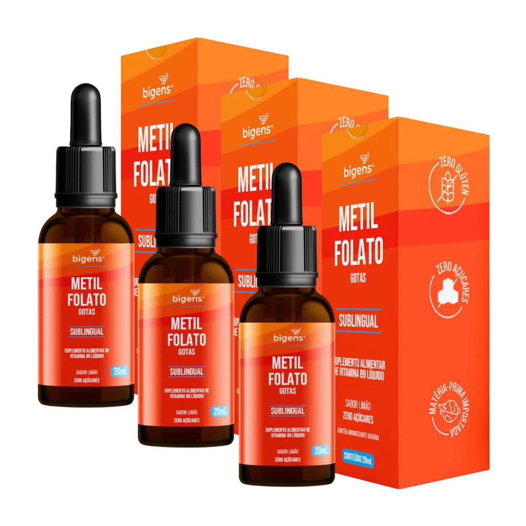 3X METILFOLATO VITAMINA B9 BIGENS LIMãO 20ML