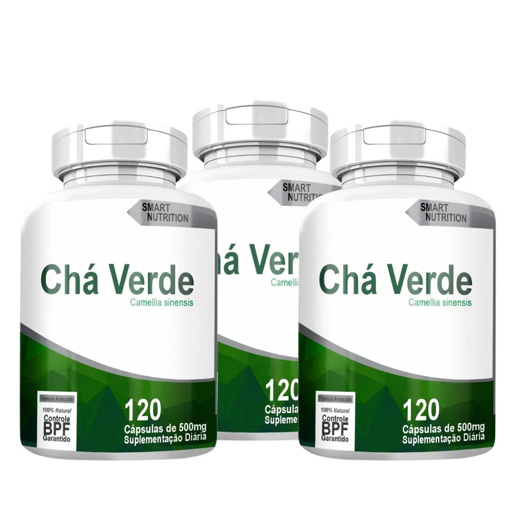 Cha Verde Kit com 3 Potes com Total de 360 Capsulas