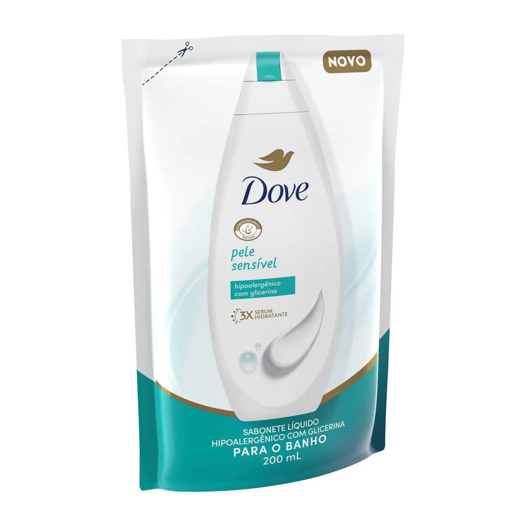 Refil Sabonete Líquido Dove Pele Sensível com Glicerina 200ml