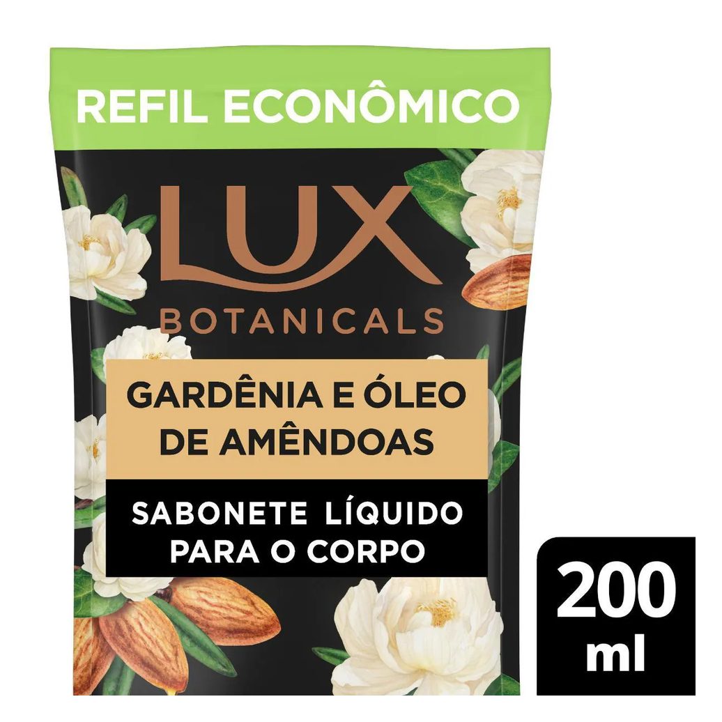 Refil Sabonete Líquido Lux Botanicals Gardênia e Óleo de Amêndoas 12h Glicerinado 200ml
