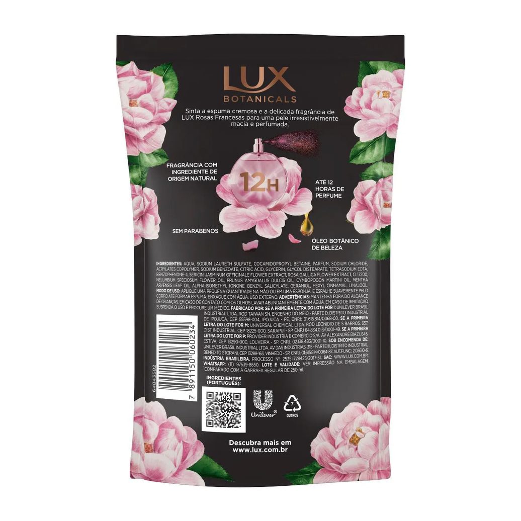 Refil Sabonete Líquido Lux Botanicals Rosas Francesas com 200ml