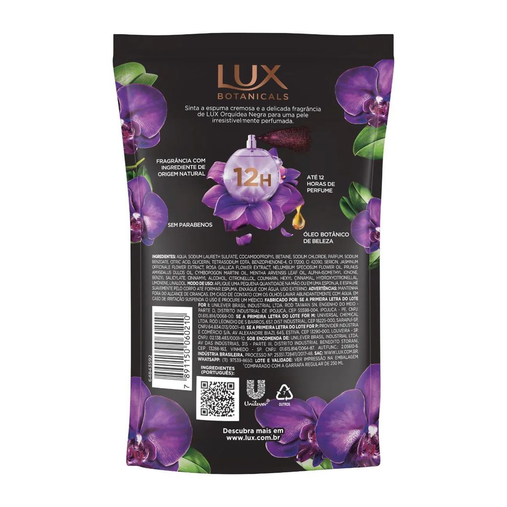 Sabonete Líquido Lux Botanicals Orquídea Negra Refil com 200ml