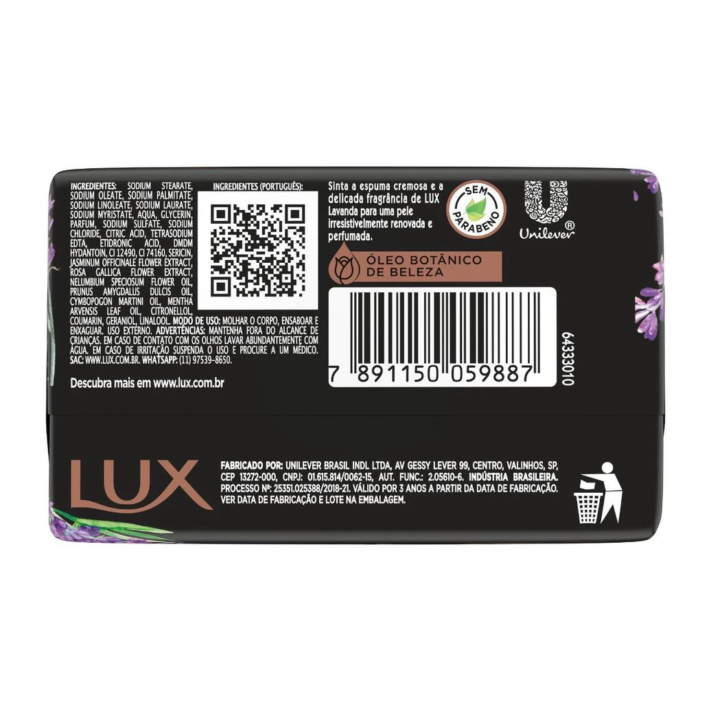 Sabonete em Barra Lux Botanicals Lavanda com 85g