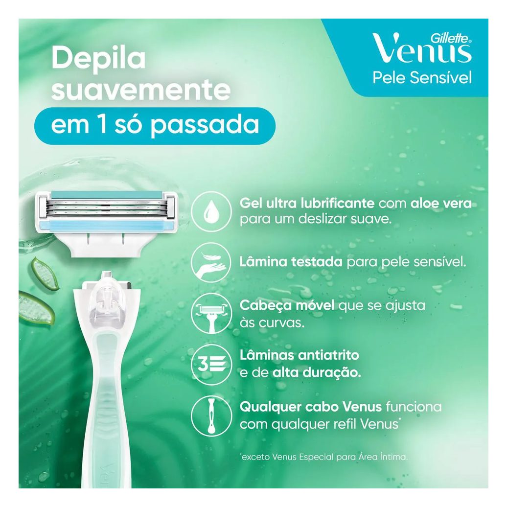 Carga para Aparelho de Depilar Gillette Venus Pele Sensível 2 unidades