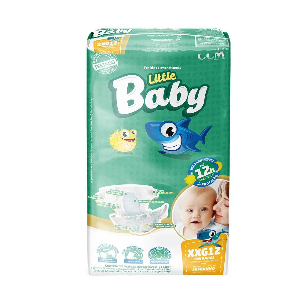 Fralda Descartável Little Baby Jumbinho Xxg com 12 unidades