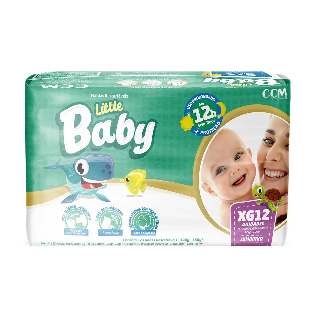 Fralda Descartável Little Baby Jumbinho Xg 12 unidades