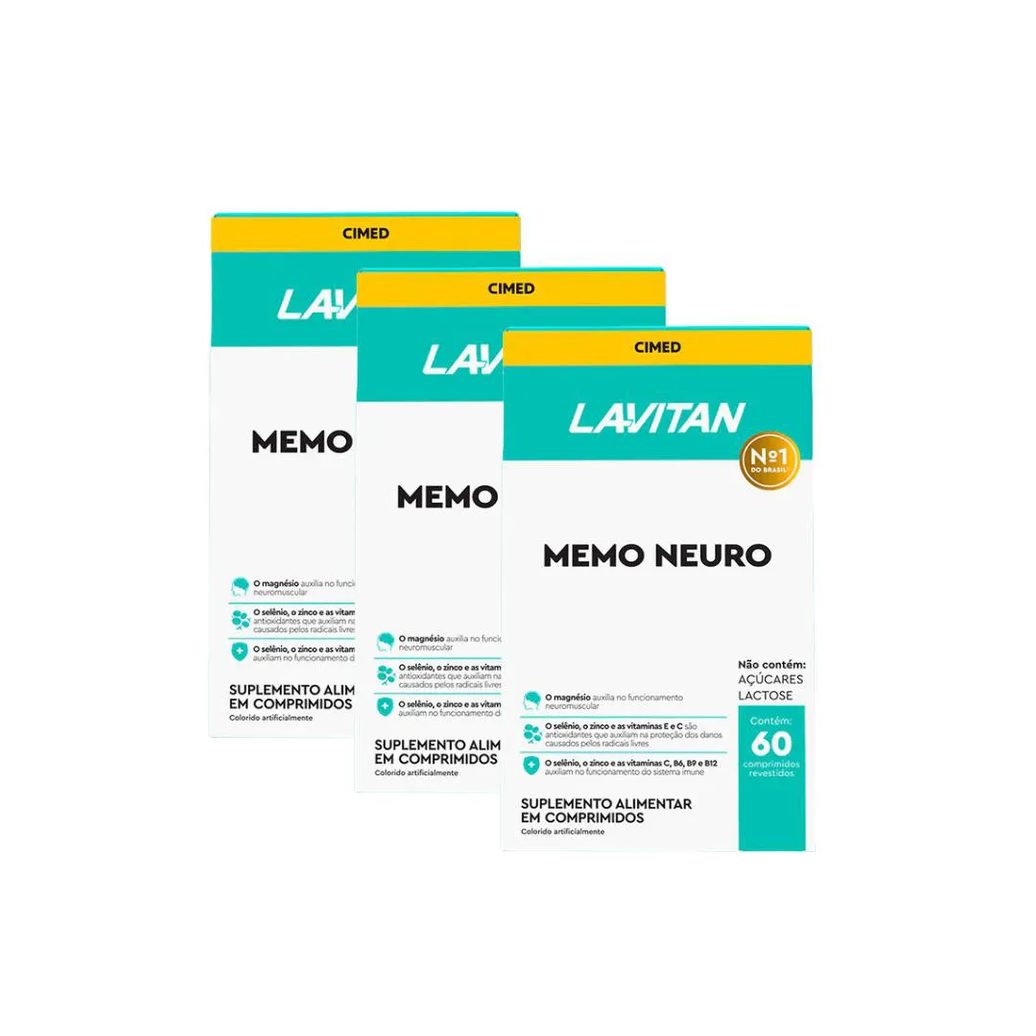 Kit 3 Lavitan Memo Neuro Memória - 60 cápsulas - Cimed