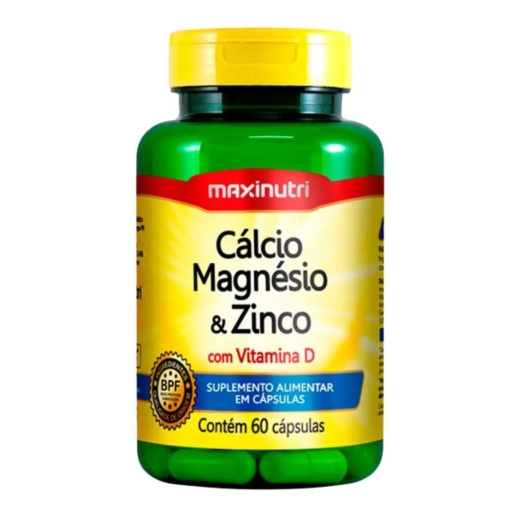 Cálcio, Magnésio e Zinco 600mg 60 cápsulas - Maxinutri