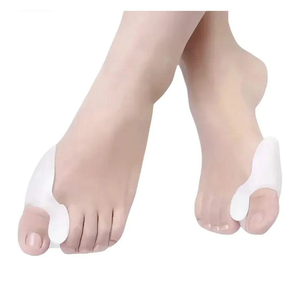 Par Protetor Ortopédico Joanete Alívio de Dor Separador Corretor de Dedos Antiderrapante Silicone Branco