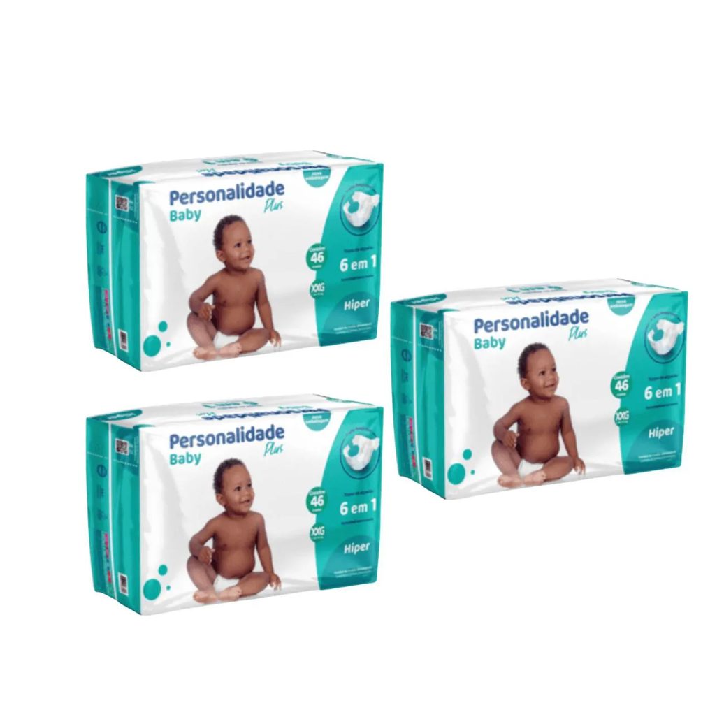 Kit C3 Fralda Infantil Baby Plus Xxg C46 - Personalidade
