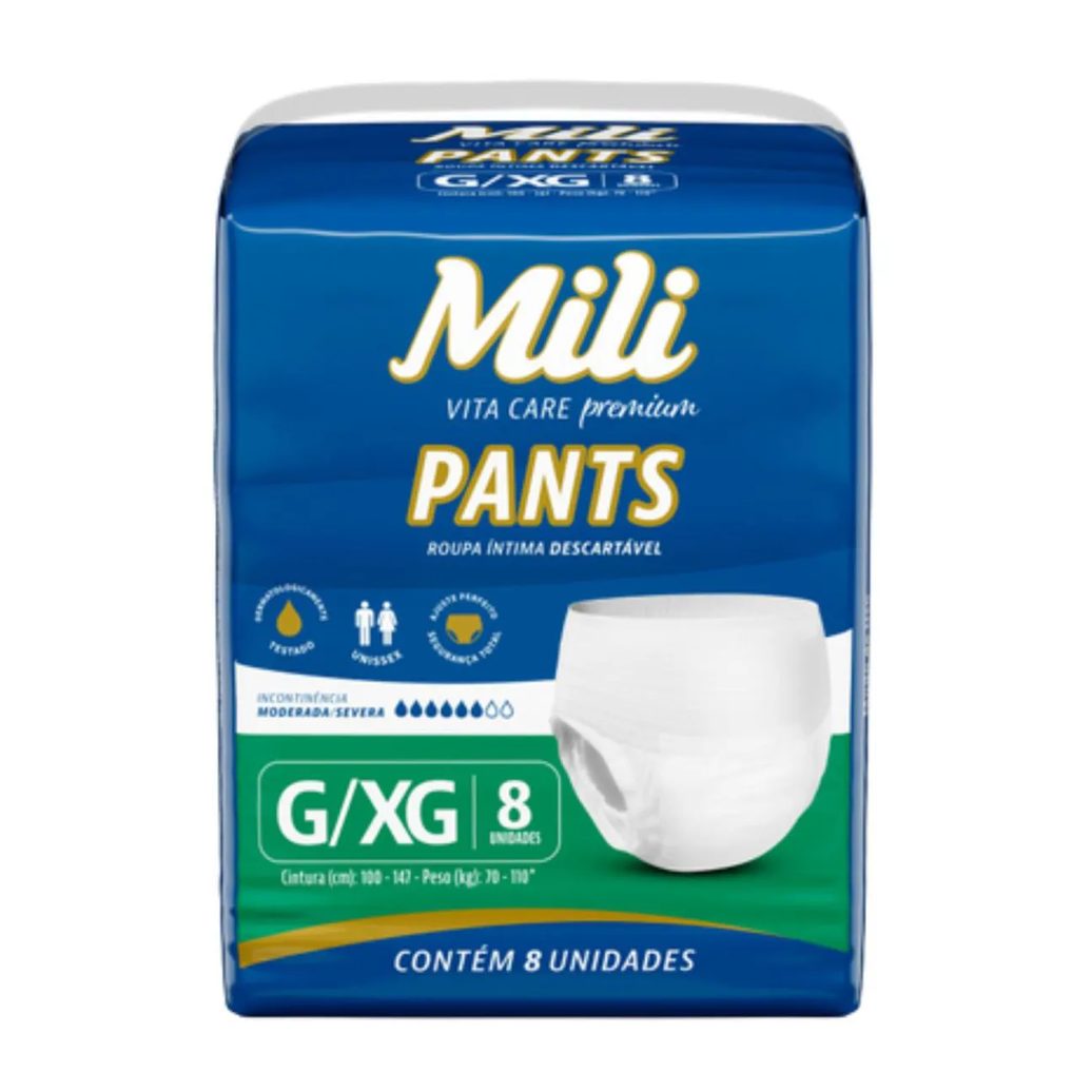 Fralda Pants Adulto G/xg Descartável 8 unidades - Mili