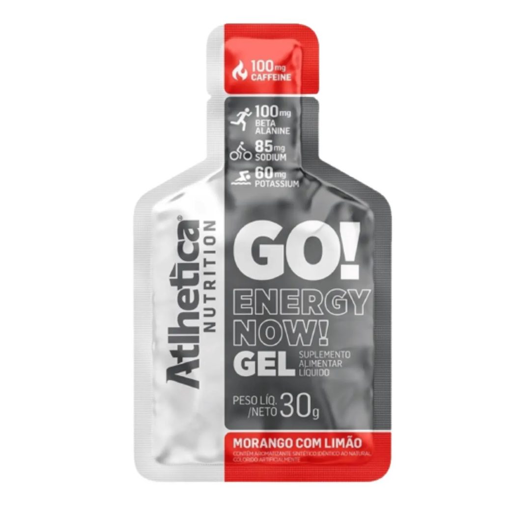 Go! Energy Now Gel - 10 Sachês de 30g Carboidrato com Cafeina Morango com Limao