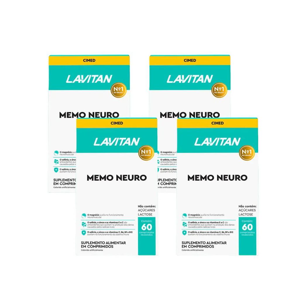 Kit 4 Lavitan Memo Neuro Memória - 60 cápsulas - Cimed