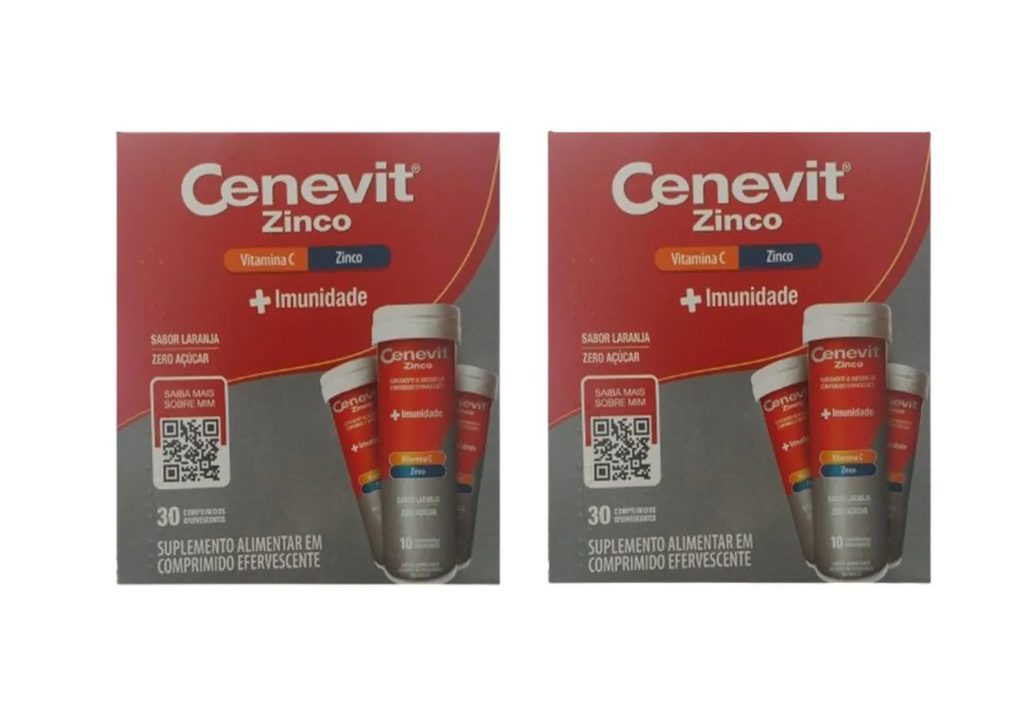 Kit 2 Cenevit Vit C, Zinco + Imunidade Laranja 30 Comp
