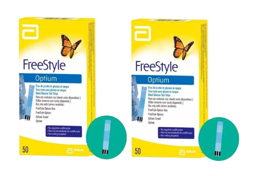 Kit 2 Tiras de Glicose Freestyle Optium Controle 50 unidades