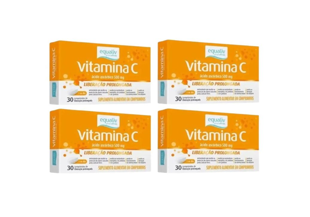 Kit 4 Suplemento Vitamina C Ácido Ascórbico 500mg - Equaliv