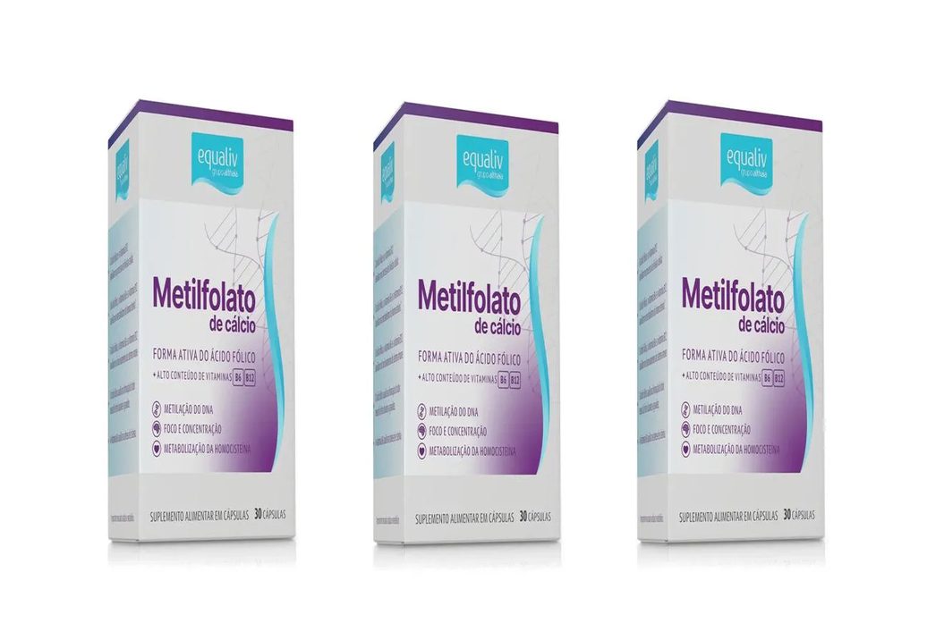 Kit 3 Suplemento Metilfolato de Cálcio 30 Cápsulas - Equaliv