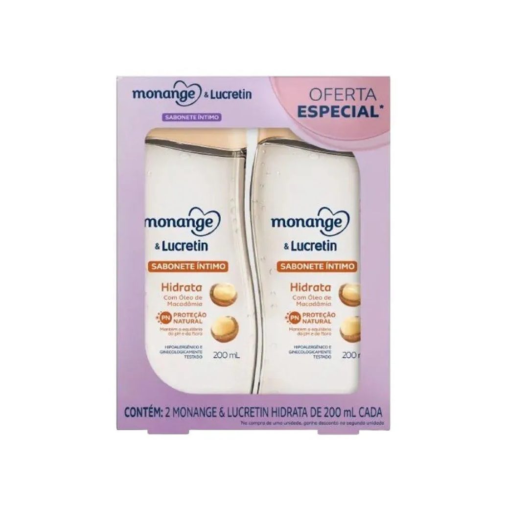 Sabonete Líquido Monange Lucretin Hidrata 200ml - Embalagem com 2 unidades