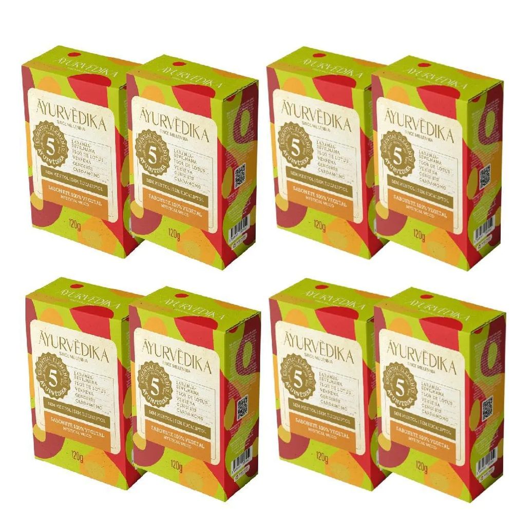 Kit 8 Sabonetes Barra 100% Vegetais Mystical Wood Ayurvédika