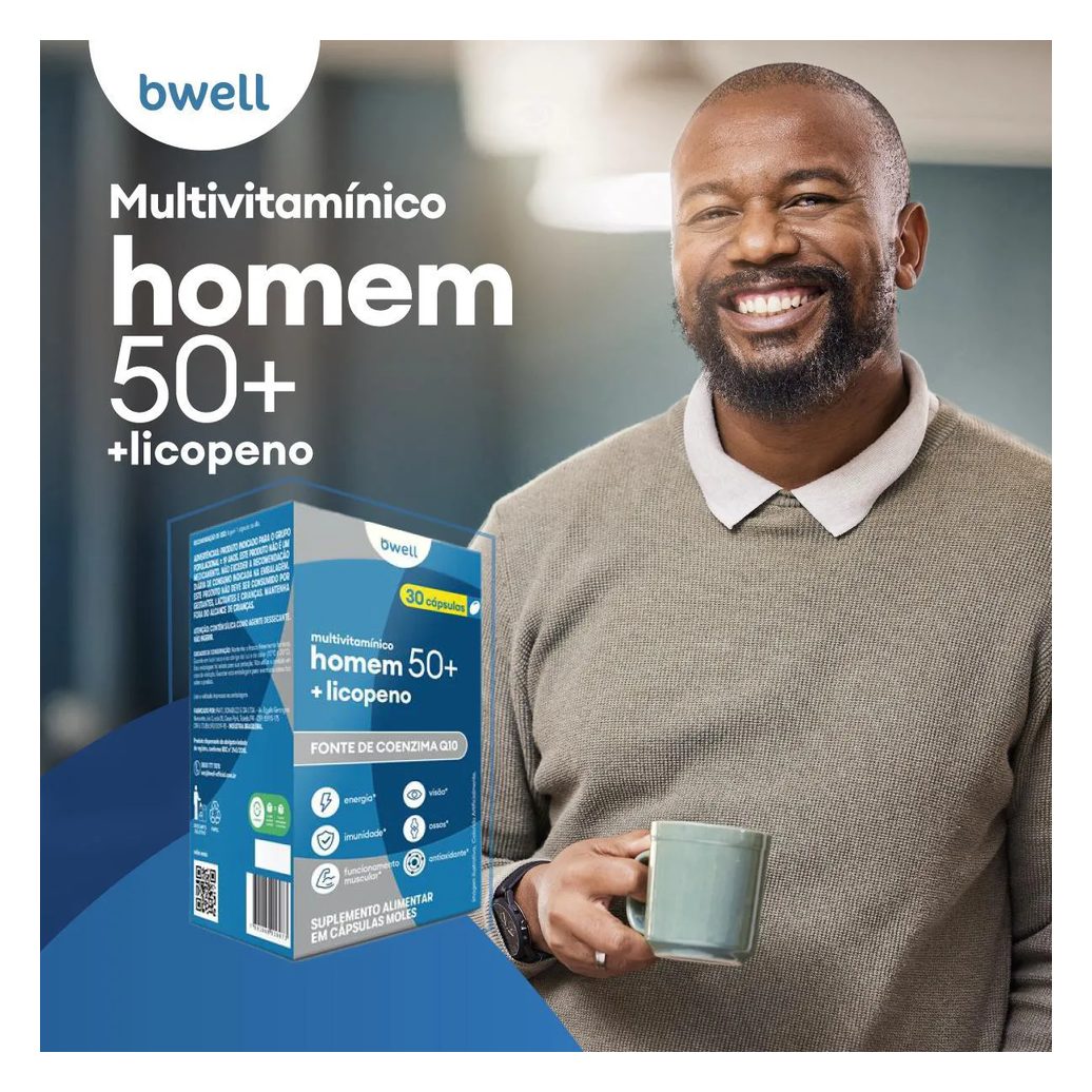 Polivitamínico bwell Homem Senior 50+ 30 Cápsulas